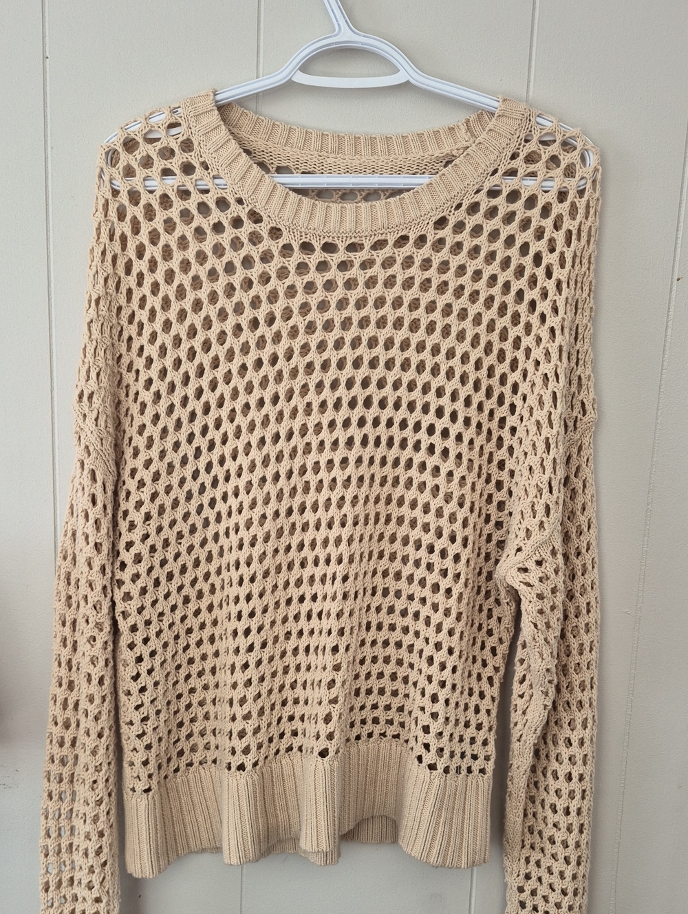 Beige Open-Knit Women's Sweater